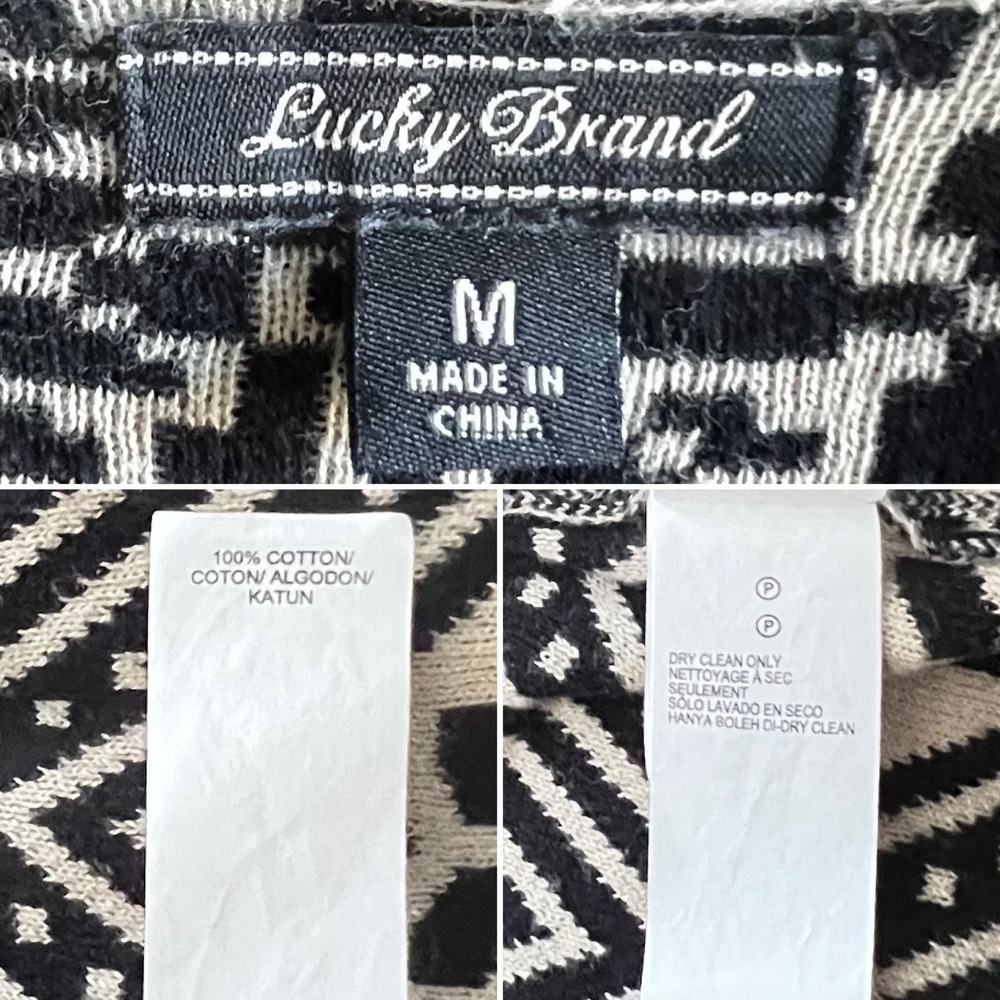 Lucky Brand Sweater Womens Medium Aztec Cardigan‎ Drape Open Front Boho - Picture 9 of 9